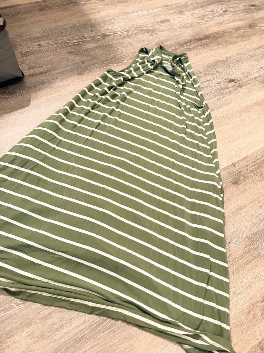 Striped Olive Green Midi Dress